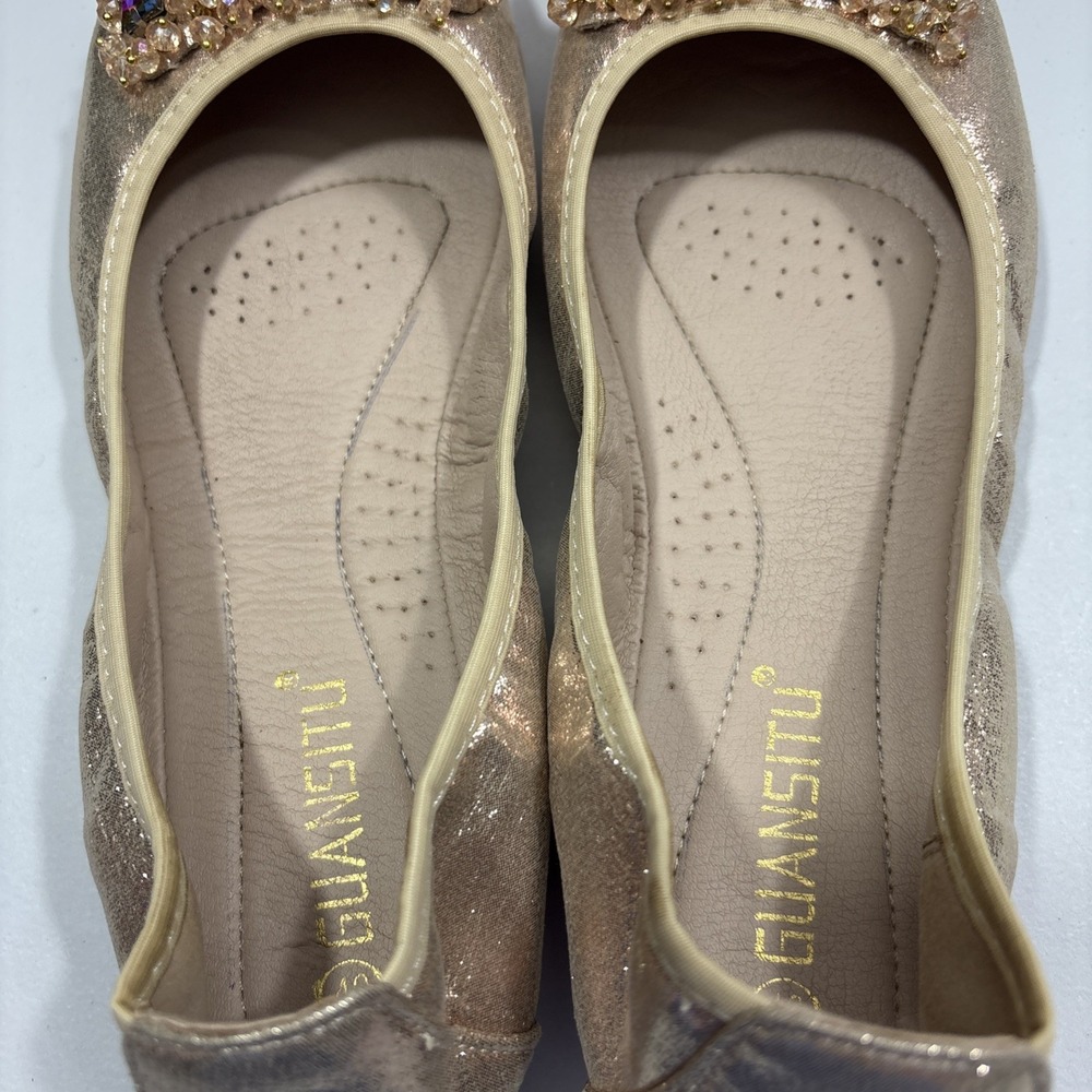GUANSITU Metallic Gold Rhinestone Butterfly Ballet Foldable Flats Size 40 US 8.5 - Picture 6 of 8